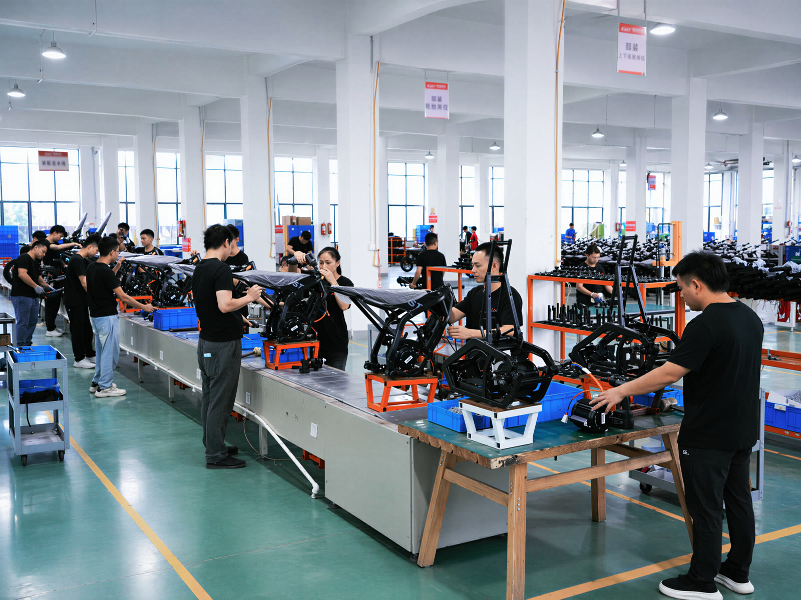 Electric dirt bike assembly line