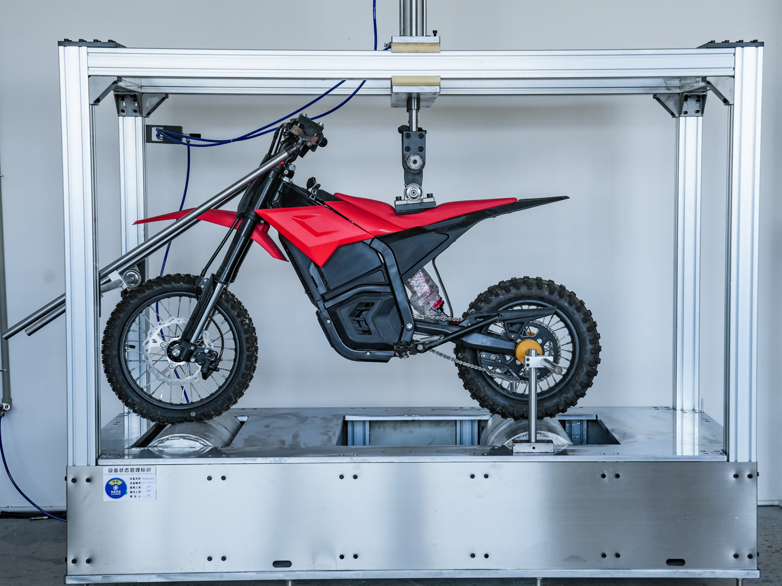 Electric dirt bike undergoing validation testing